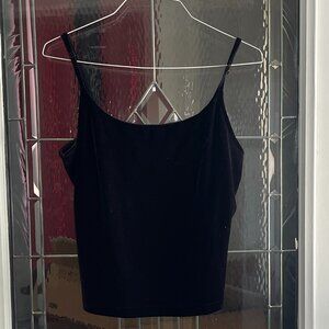 The Pyramid Collection Black Velvet Spaghetti Strap Crop Top Size L